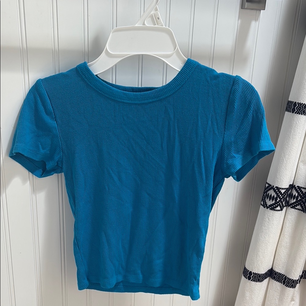 Forever 21 Blue Crop Top Short Sleeve